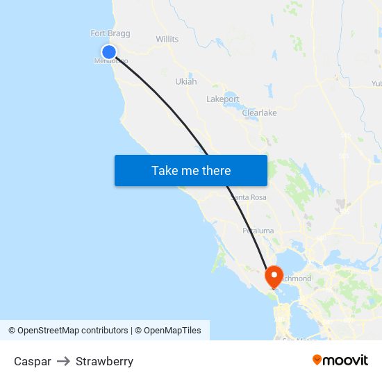 Caspar to Strawberry map