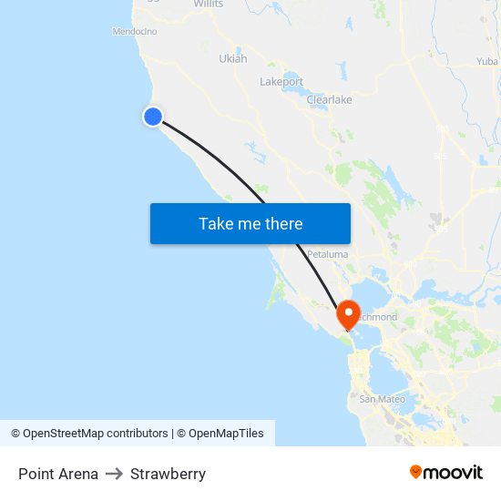 Point Arena to Strawberry map
