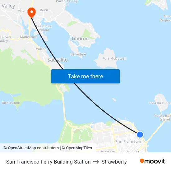 San Francisco Ferry Building Station to Strawberry map