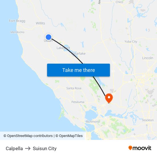 Calpella to Suisun City map