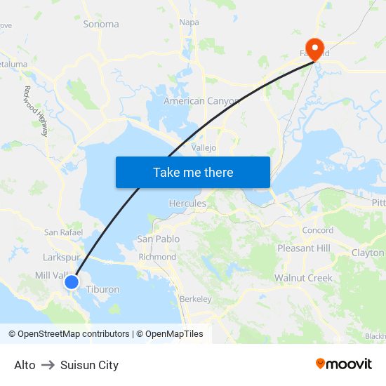 Alto to Suisun City map