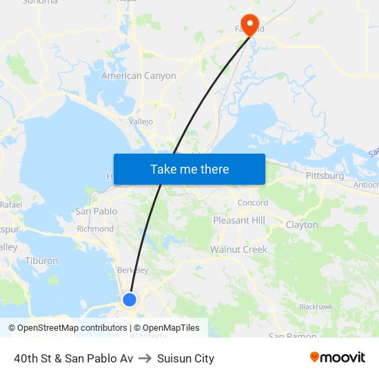 40th St & San Pablo Av to Suisun City map