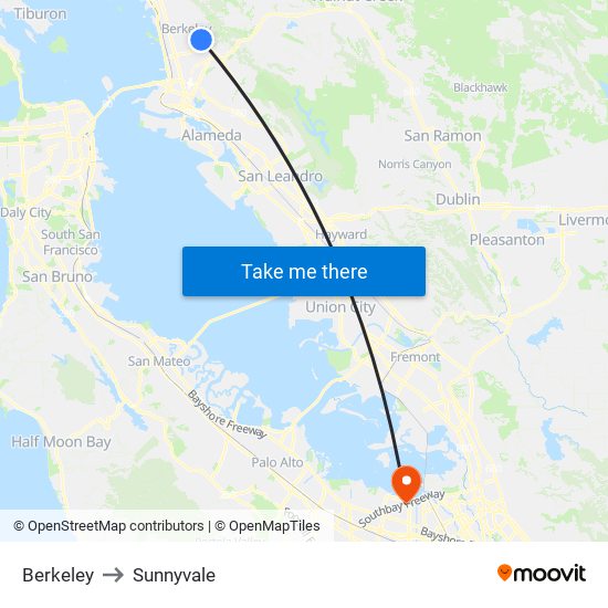 Berkeley to Sunnyvale map