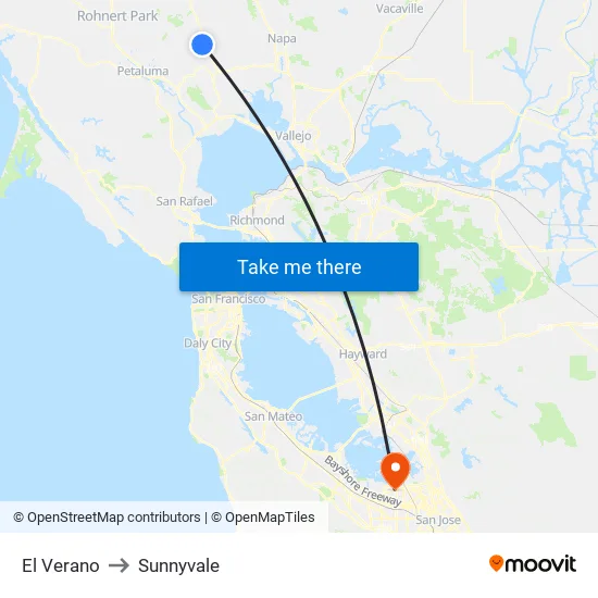 El Verano to Sunnyvale map