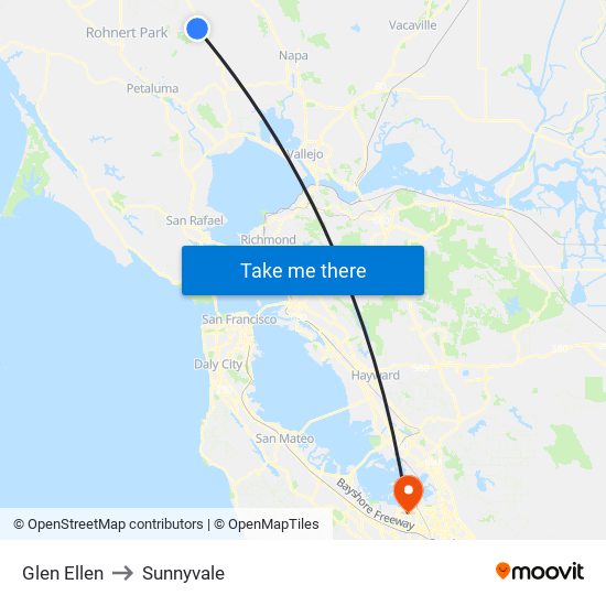 Glen Ellen to Sunnyvale map