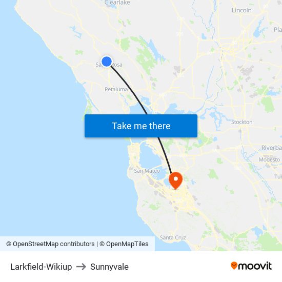 Larkfield-Wikiup to Sunnyvale map