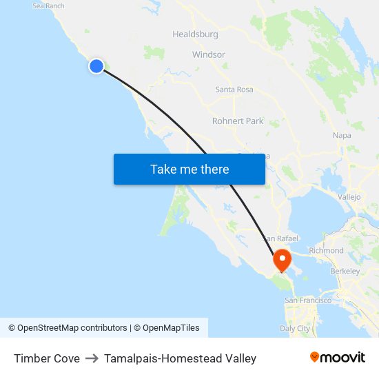 Timber Cove to Tamalpais-Homestead Valley map