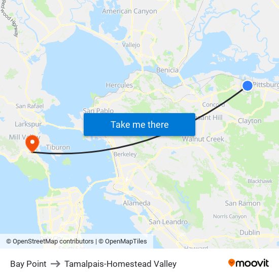 Bay Point to Tamalpais-Homestead Valley map