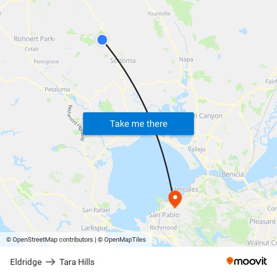 Eldridge to Tara Hills map