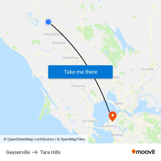 Geyserville to Tara Hills map