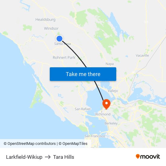 Larkfield-Wikiup to Tara Hills map