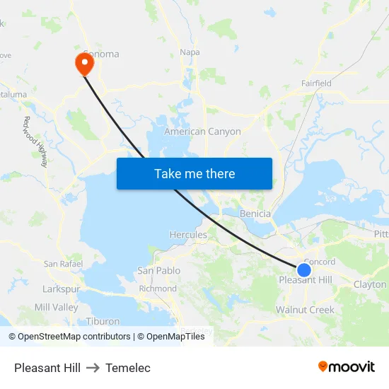 Pleasant Hill to Temelec map