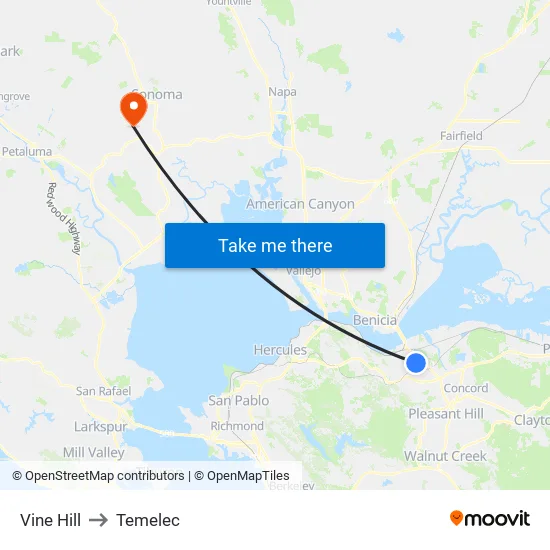 Vine Hill to Temelec map