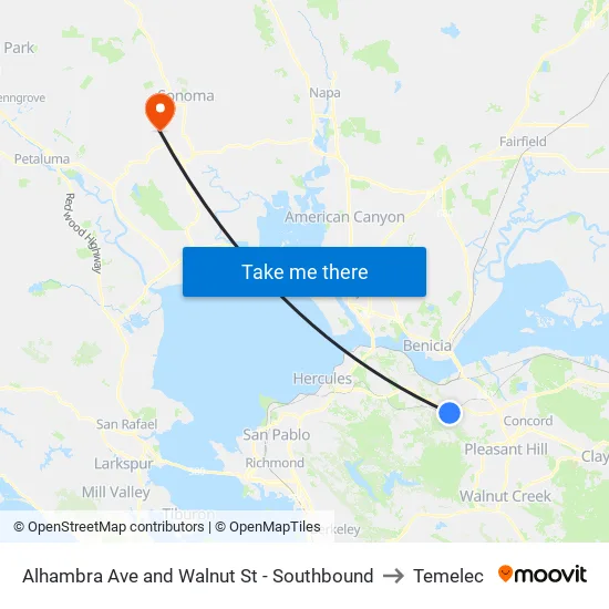 Alhambra Ave and Walnut St - Southbound to Temelec map