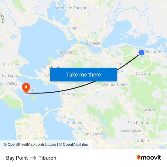 Bay Point to Tiburon map