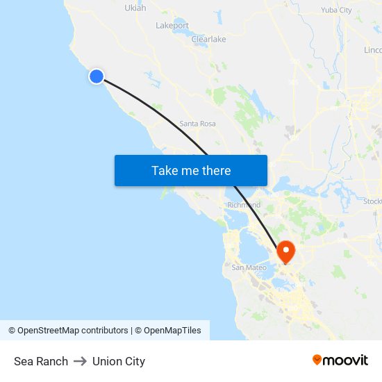 Sea Ranch to Union City map
