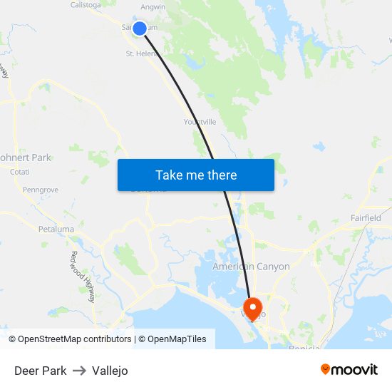 Deer Park to Vallejo map