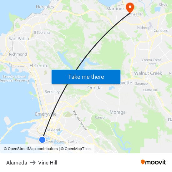 Alameda to Vine Hill map