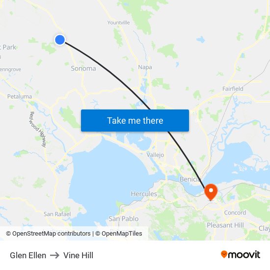 Glen Ellen to Vine Hill map