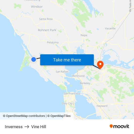 Inverness to Vine Hill map