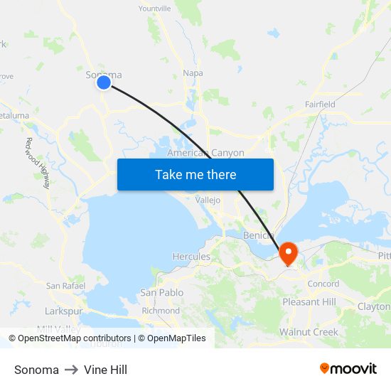 Sonoma to Vine Hill map