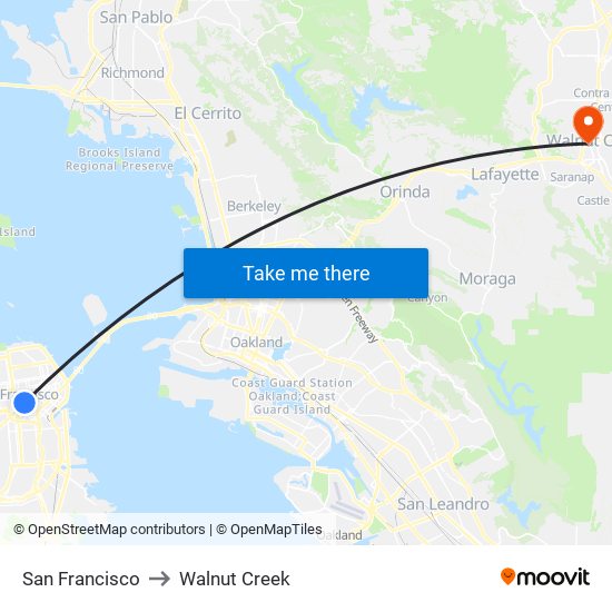 San Francisco to Walnut Creek San Francisco San Jose CA with