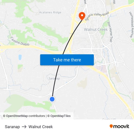 Saranap to Walnut Creek map