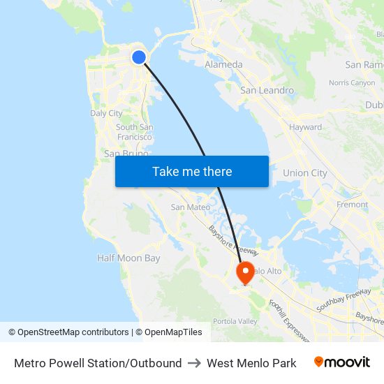 Metro Powell Station/Outbound to West Menlo Park map