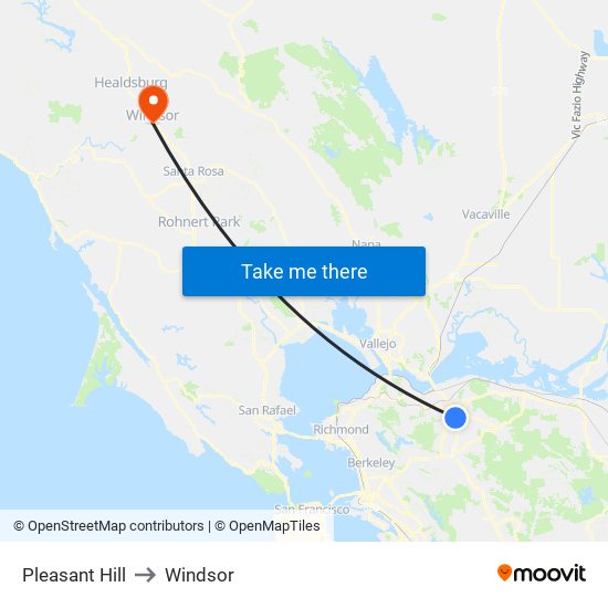 Pleasant Hill to Windsor map
