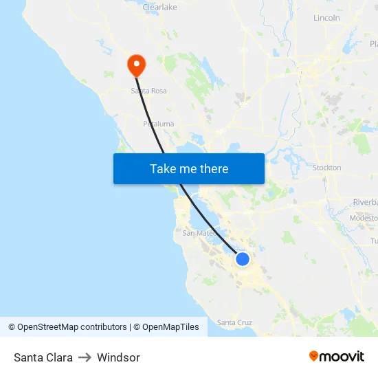 Santa Clara to Windsor map