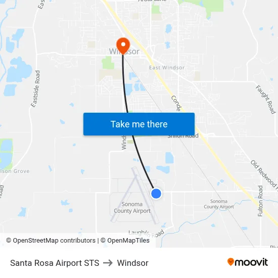 Santa Rosa Airport STS to Windsor map
