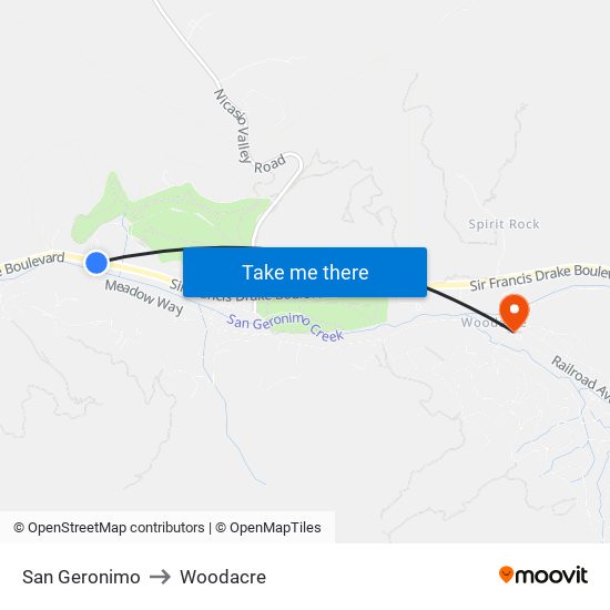 San Geronimo to Woodacre map