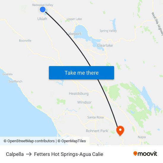 Calpella to Fetters Hot Springs-Agua Calie map