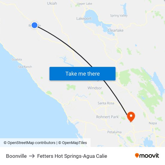 Boonville to Fetters Hot Springs-Agua Calie map