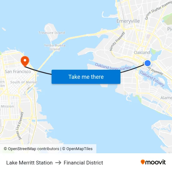 Lake Merritt Station to Financial District map