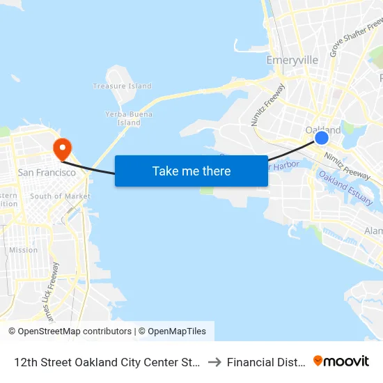 12th Street Oakland City Center Station to Financial District map