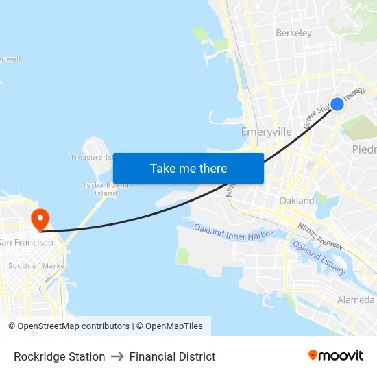 Rockridge Station to Financial District map