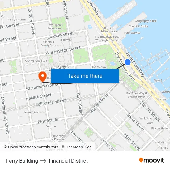Ferry Building to Financial District map