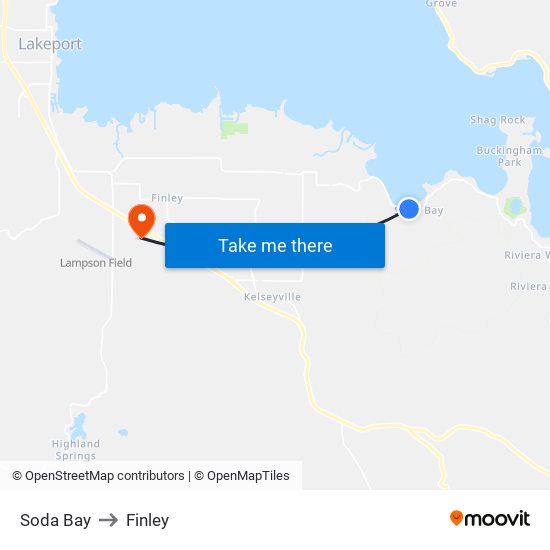 Soda Bay to Finley map