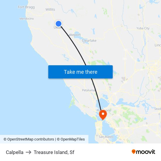 Calpella to Treasure Island, Sf map