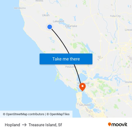 Hopland to Treasure Island, Sf map