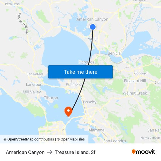 American Canyon to Treasure Island, Sf map