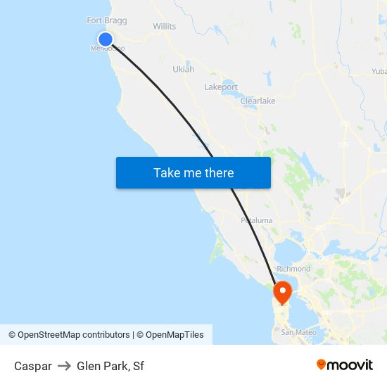 Caspar to Glen Park, Sf map