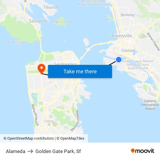 Alameda to Golden Gate Park, Sf map