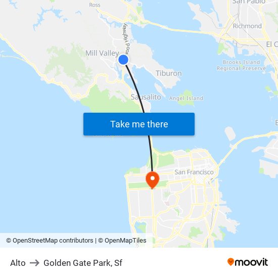 Alto to Golden Gate Park, Sf map