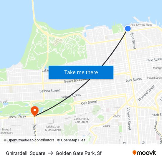 Ghirardelli Square to Golden Gate Park, Sf map