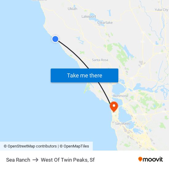 Sea Ranch to West Of Twin Peaks, Sf map