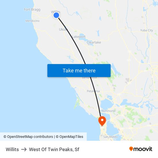 Willits to West Of Twin Peaks, Sf map