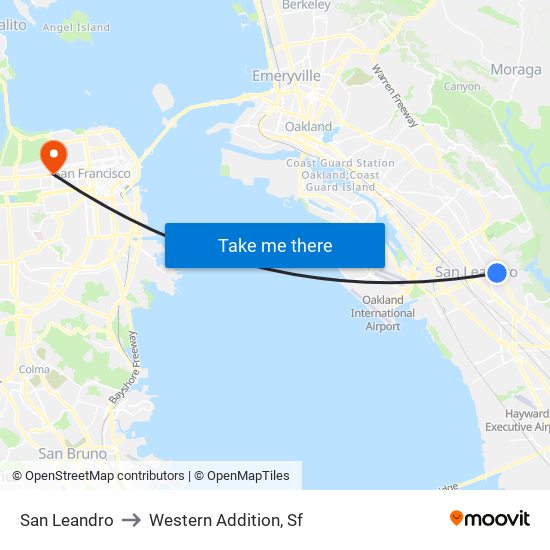 San Leandro to Western Addition, Sf map
