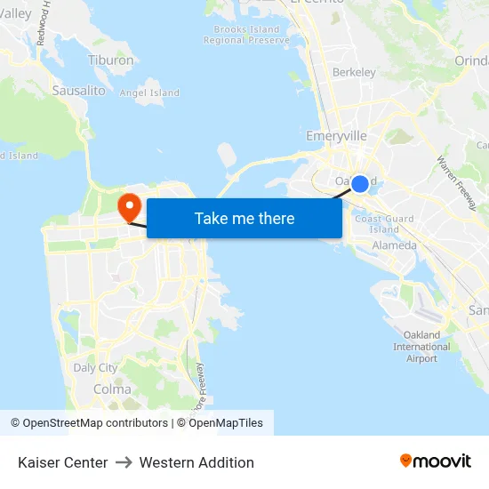 Kaiser Center to Western Addition map